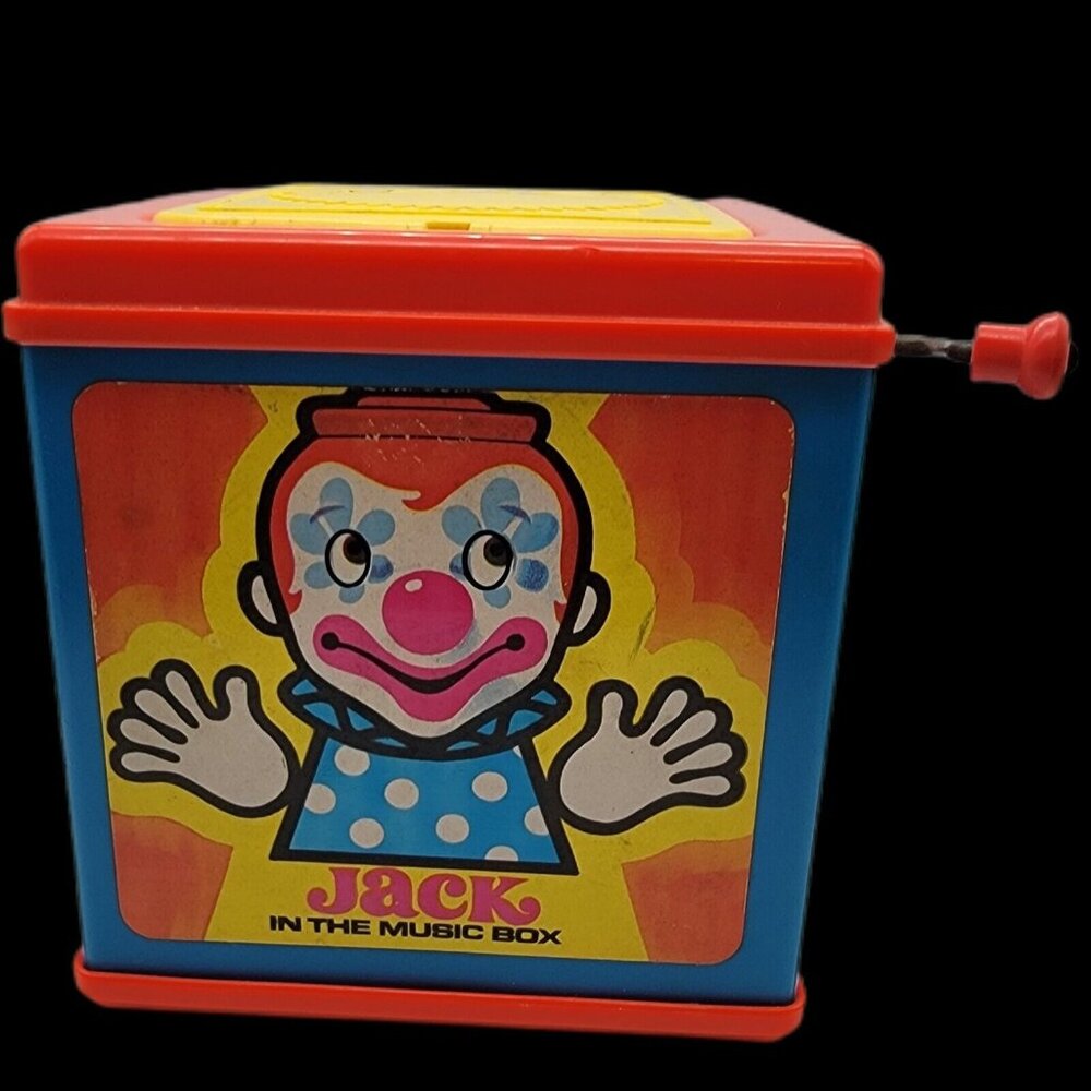 Vintage 1971 Mattel USA Jack in the Music Box Tin Litho  Pop Up Clown